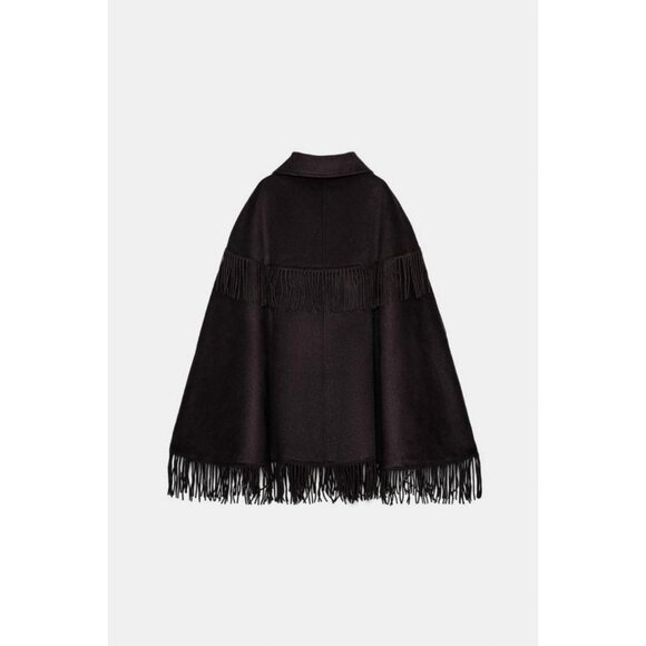 ZARA WOOL FRINGED CAPE - Picture 7 of 8